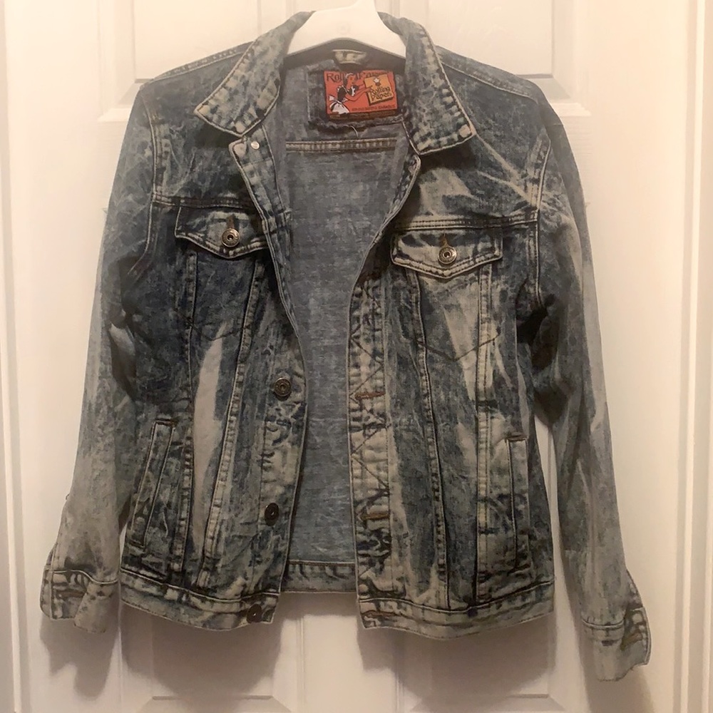 Acid wash Rolling Paper N.Y.C jean jacket
